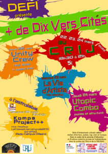 Affiche des Conccerts plus de dix vers cités organisé par l'association au CRIJ