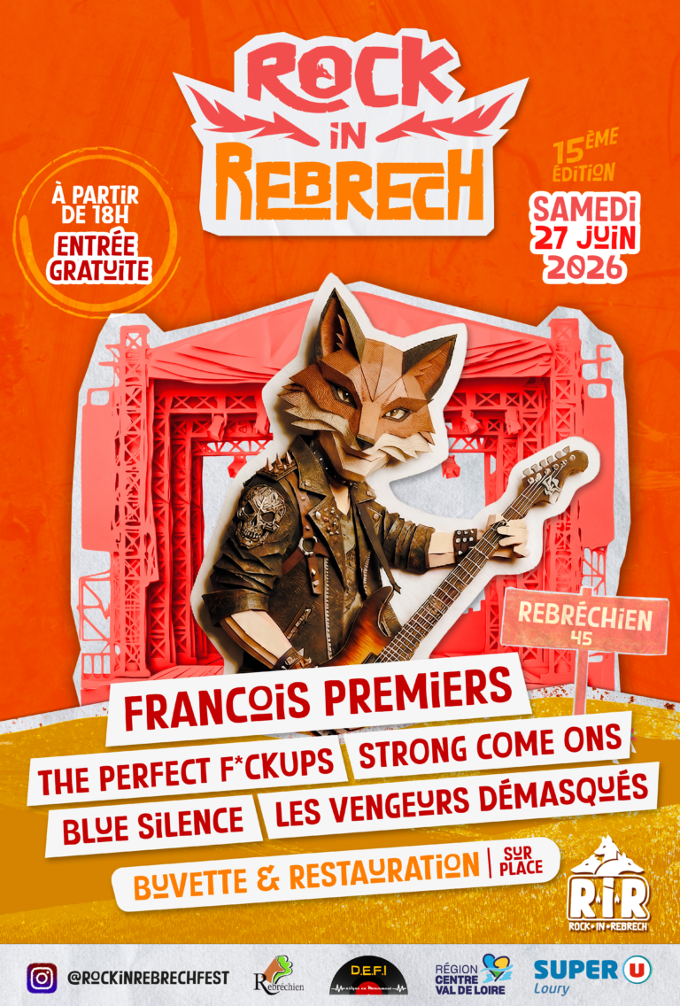Affiche du festival de rock in rebrech, festival de musique rock de la ville de Rebrechien
